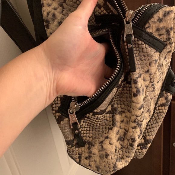 Ash Black and Cream Python Snake Print Backpack - Picture 7 of 12